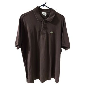 Lacoste Brown Y2K Short Sleeve Pique Polo Size L 💯% Cotton